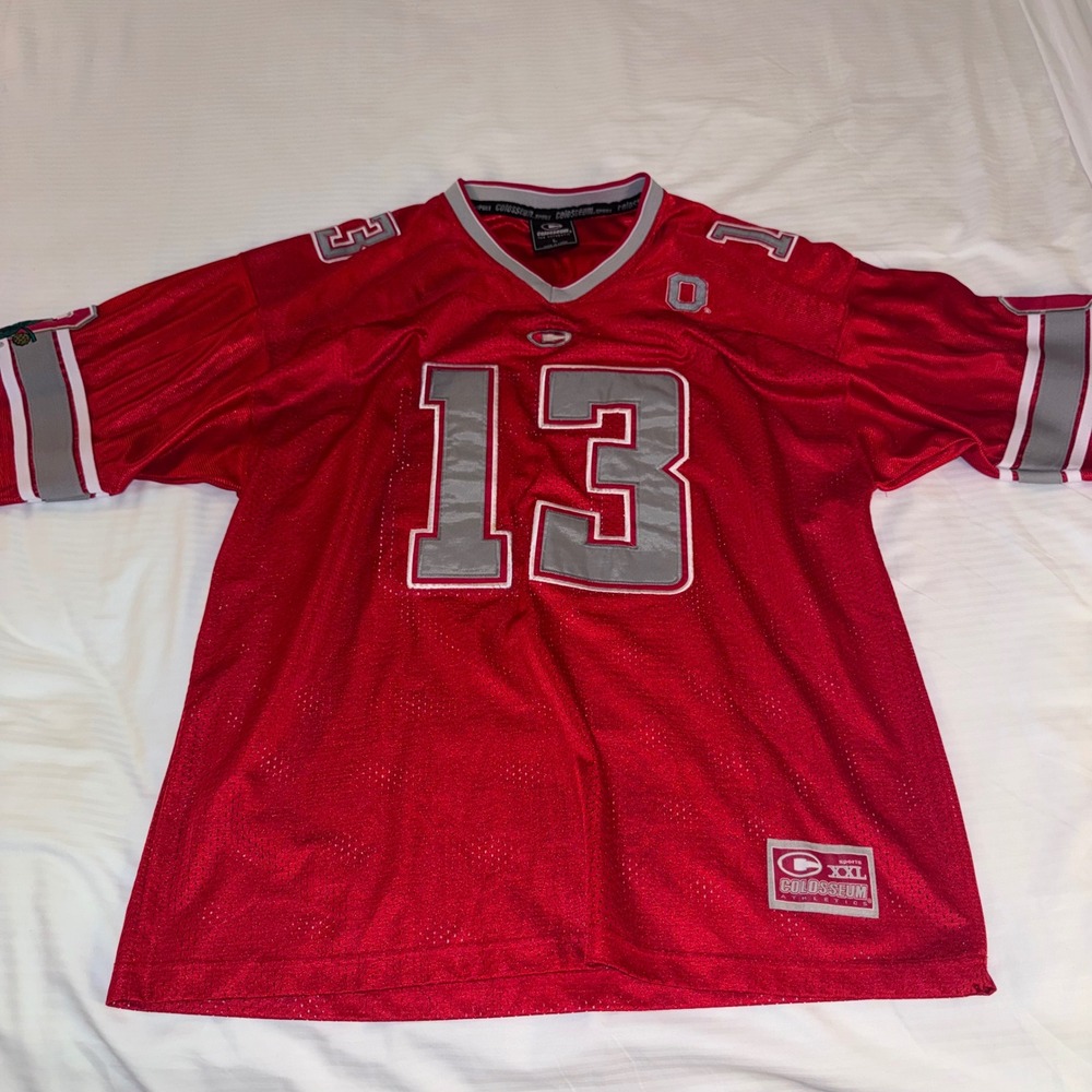 Colosseum Ohio State Buckeyes Jersey Mens L Red Excellent #13 Football Mesh